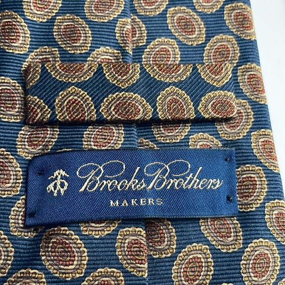 Brooks Brothers Makers 100% silk repp made in USA necktie 58” X 4” Italy printed - Picture 7 of 9